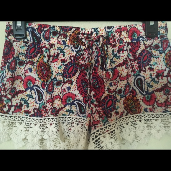 BOHO Shorts💓Pink Paisley Lace Beach Summer Lounge - Picture 3 of 8